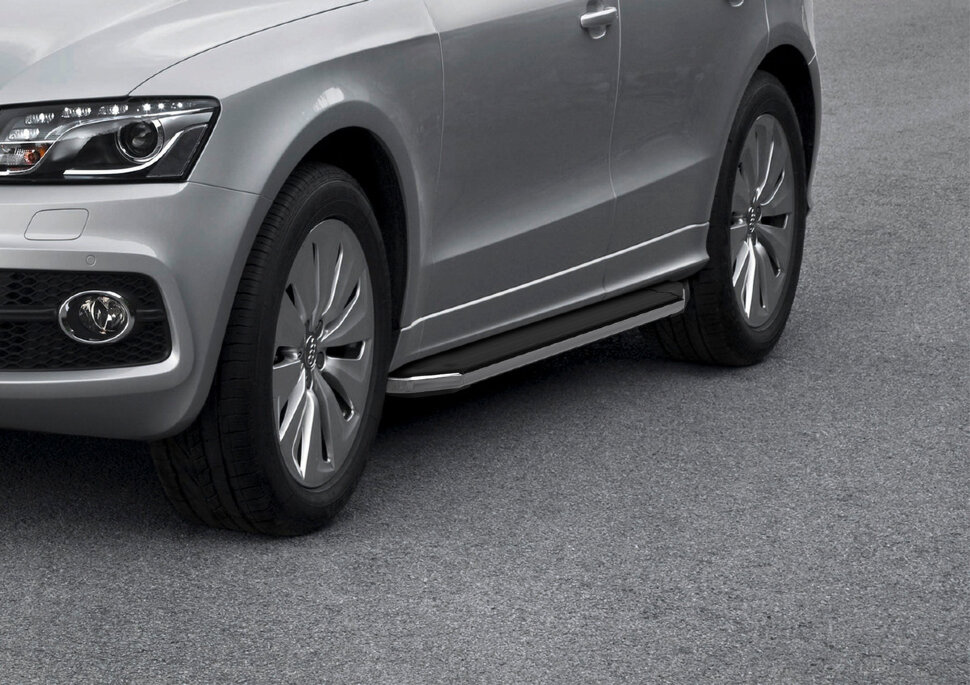 Пороги площадки (подножки) "Premium" Rival для Audi Q5 I (искл. S-Line) 2008-2017, 193 см, 2 шт., алюминий, A193ALP.0302.1 с доставкой по всей России