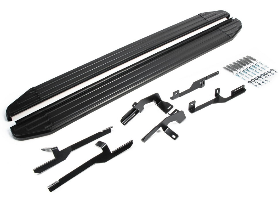 Пороги площадки (подножки) "Premium-Black" Rival для Hyundai Tucson III 2015-2021, 173 см, 2 шт., алюминий, A173ALB.2309.2 с инструкцией и сертификатом