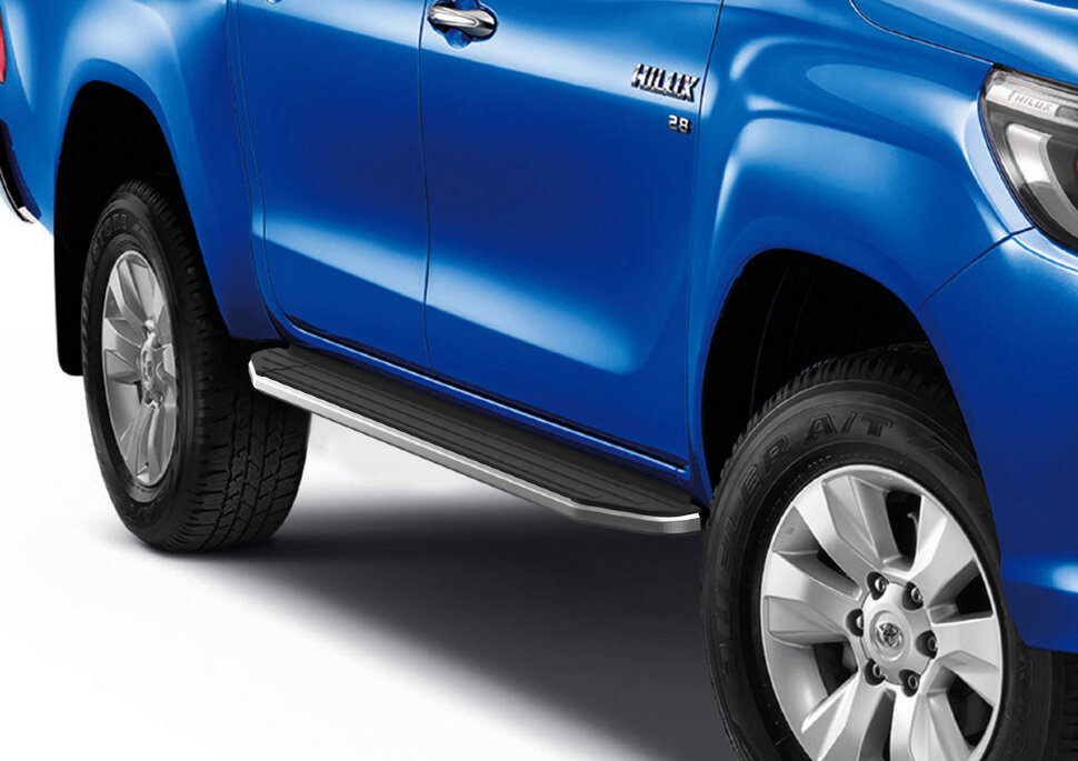 Пороги площадки (подножки) "Premium" Rival для Toyota Hilux VIII 2015-2020 2020-н.в., 193 см, 2 шт., алюминий, A193ALP.5708.1 с доставкой по всей России