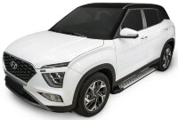 Пороги на автомобиль "Bmw-Style круг" Rival для Hyundai Creta II 2021-н.в., 173 см, 2 шт., алюминий, D173AL.2314.1