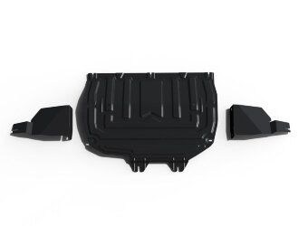 Защита картера, КПП, пыльников левого и правого АвтоБроня (увеличенная) для Chery Tiggo 8 Pro Max 2022-н.в., сталь 1.5 мм, с крепежом, штампованная, 111.00921.2