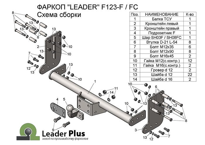 Фаркоп Ford Transit  (ТСУ) арт. F123-F