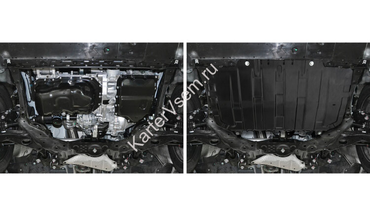 Защита картера и КПП AutoMax для Mazda CX-5 2011-2017 2017-н.в., сталь 1.4 мм, с крепежом, штампованная, AM.3825.1
