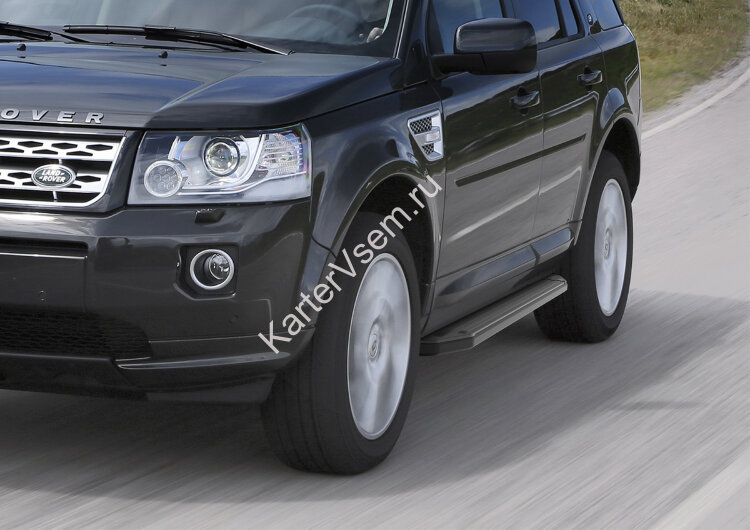 Пороги площадки (подножки) "Premium-Black" Rival для Land Rover Freelander II 2006-2014, 173 см, 2 шт., алюминий, A173ALB.3102.1 с доставкой по всей России