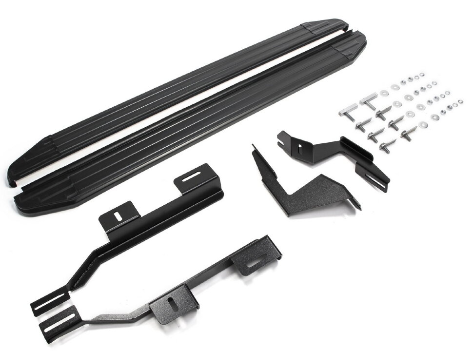 Пороги площадки (подножки) "Premium-Black" Rival для Land Rover Freelander II 2006-2014, 173 см, 2 шт., алюминий, A173ALB.3102.1 с инструкцией и сертификатом