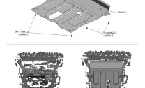Защита картера и КПП Rival для Nissan Terrano III 2014-2017 2017-н.в., сталь 1.8 мм, с крепежом, штампованная, 111.4736.1