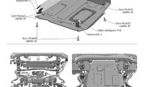 Защита картера Rival (часть 1) для Toyota Land Cruiser 200 рестайлинг 2015-2021 (лючок справа по ходу движения), штампованная, алюминий 6 мм, с крепежом, 2333.9523.1.6