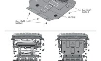 Защита радиатора, картера, КПП и РК АвтоБроня для Haval H9 2014-2017, штампованная, сталь 1.8 мм, 4 части, с крепежом, K111.09418.1