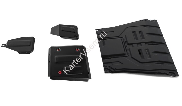 Защита картера, КПП, топливного бака, адсорбера и редуктора АвтоБроня для Kia Seltos 4WD 2020-н.в., штампованная, сталь 1.8 мм, 4 части, с крепежом, K111.02848.1