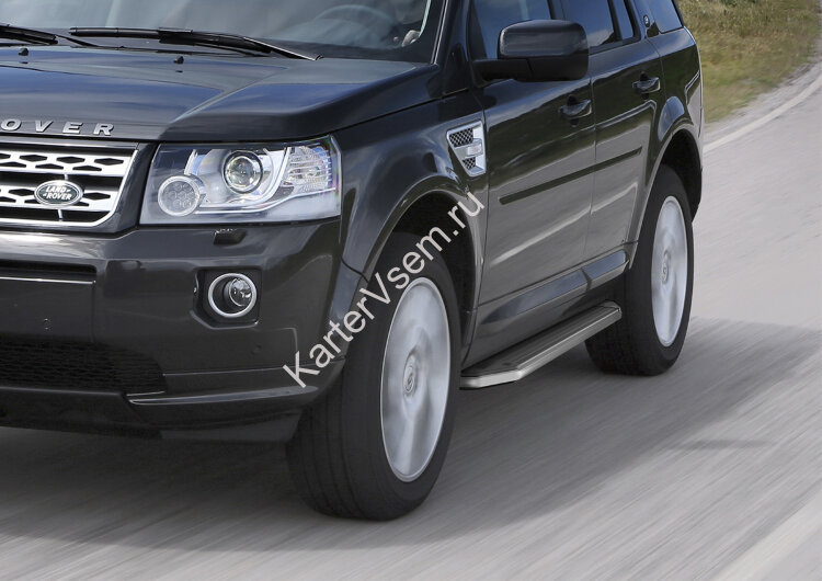 Пороги площадки (подножки) "Premium" Rival для Land Rover Freelander II 2006-2014, 173 см, 2 шт., алюминий, A173ALP.3102.1 с доставкой по всей России