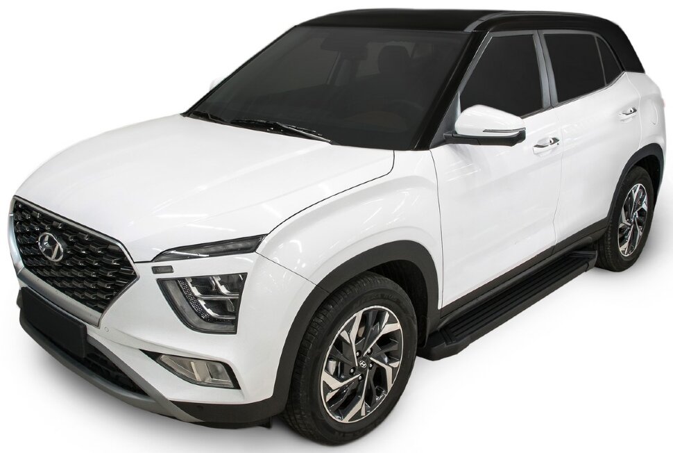 Пороги площадки (подножки) "Black" Rival для Hyundai Creta II 2021-н.в., 173 см, 2 шт., алюминий, F173ALB.2314.1 купить недорого