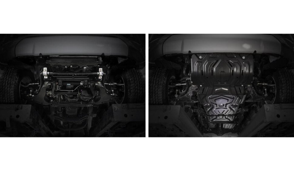 Защита радиатора, картера, КПП и РК Rival для Fiat Fullback 2016-н.в., сталь 3 мм, 4 части, с крепежом, штампованная, K222.4046.3