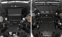 Защита картера, КПП и РК АвтоБроня для Lada Niva Legend 2131 2021-н.в., штампованная, сталь 3 мм, 3 части, с крепежом, K222.06040.1