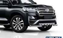 Защита переднего бампера d76+d57 с проф. защитой картера, Toyota Land Cruiser 200 Executive 2016-2017
