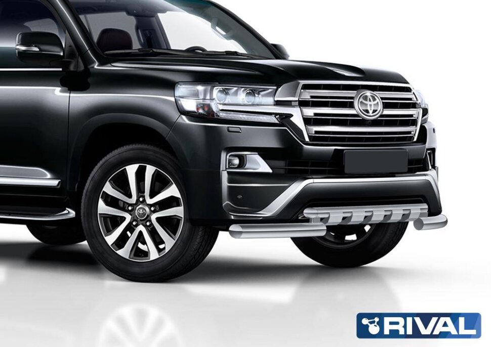 Защита переднего бампера d76+d57 с проф. защитой картера, Toyota Land Cruiser 200 Executive 2016-2017