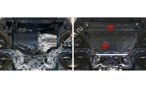 Защита картера и КПП АвтоБроня (увеличенная) для Skoda Octavia A7 2013-2017, штампованная, сталь 1.8 мм, с крепежом, 111.05114.1