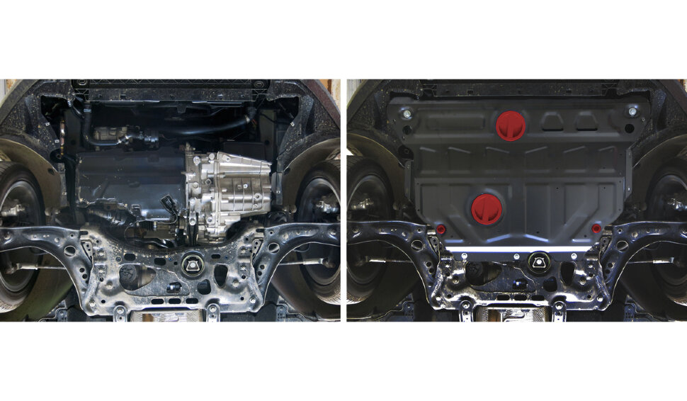 Защита картера и КПП АвтоБроня (увеличенная) для Skoda Octavia A7 2013-2017, штампованная, сталь 1.8 мм, с крепежом, 111.05114.1