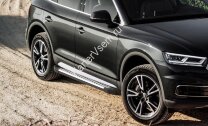 Пороги площадки (подножки) "Bmw-Style круг" Rival для Audi Q5 II 2017-н.в., 193 см, 2 шт., алюминий, D193AL.0302.2 с доставкой по всей России