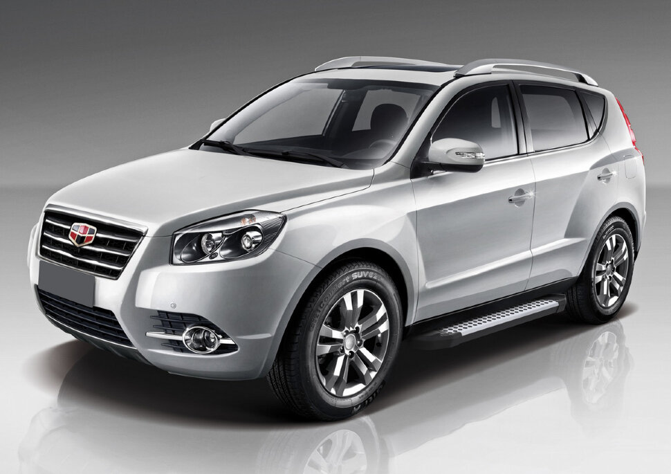 Пороги площадки (подножки) "Bmw-Style круг" Rival для Geely Emgrand X7 2013-2018, 173 см, 2 шт., алюминий, D173AL.1902.2 купить недорого