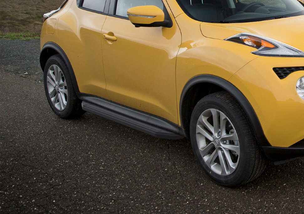Пороги площадки (подножки) "Premium-Black" Rival для Nissan Juke I (передний привод) 2010-2019, 173 см, 2 шт., алюминий, A173ALB.4102.2 с доставкой по всей России