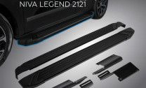 Пороги-площадки Lada (ВАЗ) Niva Legend 2121 I поколение 2021-н.в. Black Rival, арт. F128ALB.6004.1