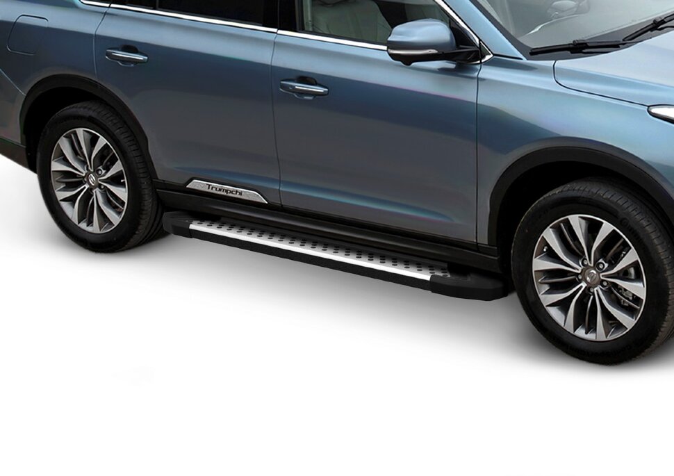 Пороги площадки (подножки) "Bmw-Style круг" Rival для GAC GS8 I поколение 2019-н.в., 180 см, 2 шт., алюминий, D180AL.9201.1 с доставкой по всей России