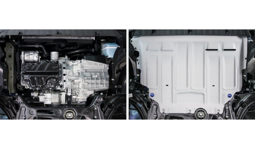 Защита картера и КПП Rival для Volkswagen Tiguan II 2016-2020, штампованная, алюминий 3 мм, с крепежом, 333.5127.1