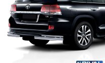 Защита заднего бампера d76+d42 уголки, Toyota Land Cruiser 200 Executive 2016-2017