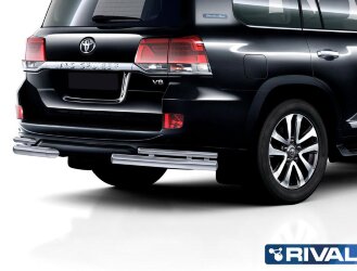 Защита заднего бампера d76+d42 уголки, Toyota Land Cruiser 200 Executive 2016-2017