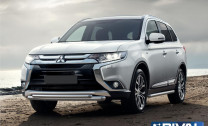 Защита переднего бампера d57+d42 + комплект крепежа, RIVAL, Mitsubishi Outlander 2015-