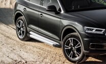 Пороги площадки (подножки) "Silver" Rival для Audi Q5 II 2017-н.в., 193 см, 2 шт., алюминий, F193AL.0302.2 с доставкой по всей России