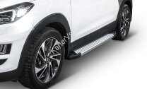 Пороги площадки (подножки) "Silver" Rival для Hyundai Tucson III 2015-2021, 173 см, 2 шт., алюминий, F173AL.2309.2 с доставкой по всей России