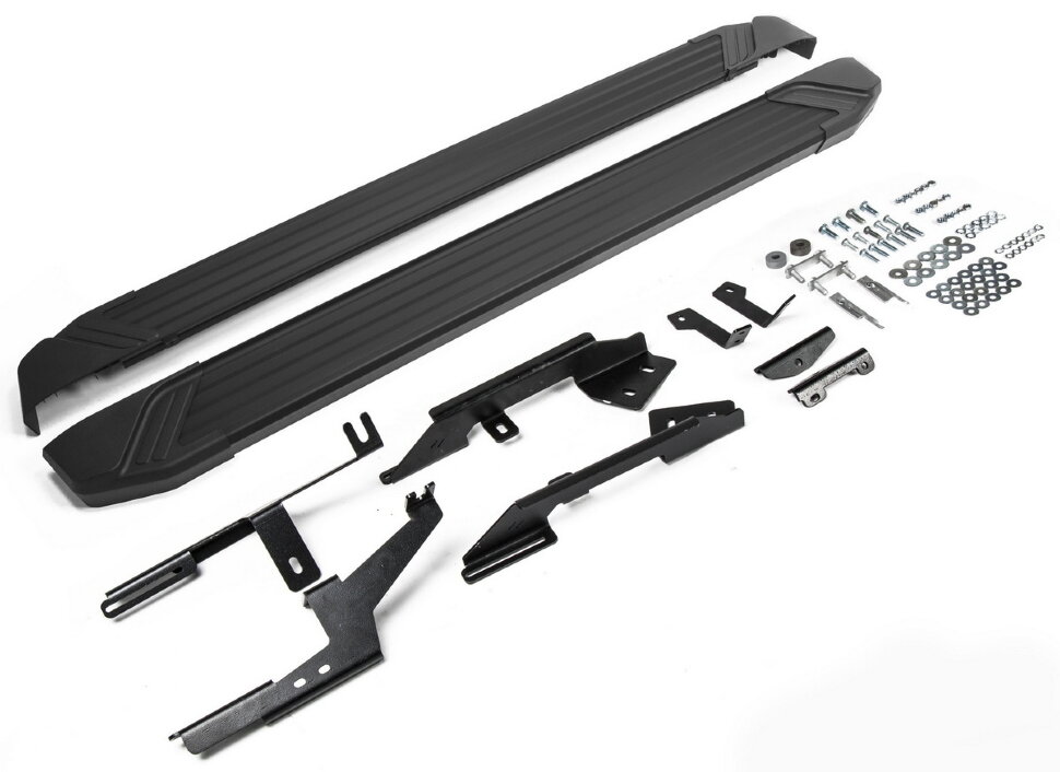 Пороги площадки (подножки) "Black" Rival для Renault Duster I, II 2010-2021 2021-н.в., 173 см, 2 шт., алюминий, F173ALB.4701.3 высокого качества