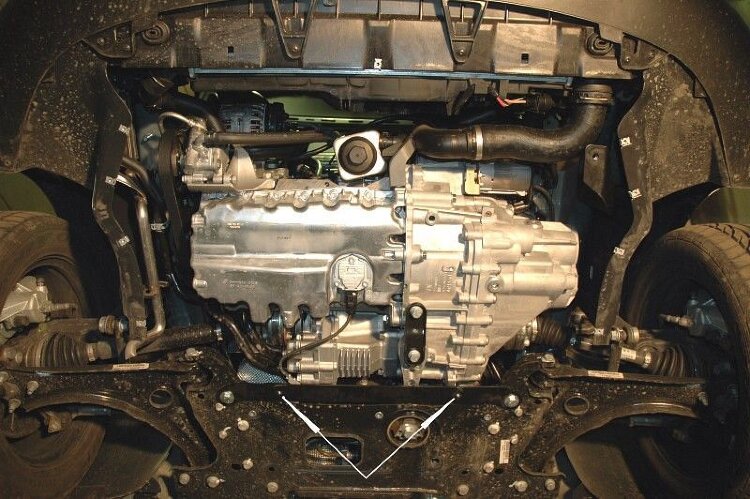 Защита картера и КПП Volkswagen Caddy двигатель 1,9 TDI; 2,0 TDI (2wd, 4wd)  (2004-2015)  арт: 26.1885