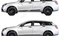 Молдинги на двери AutoMax для Lada Vesta седан, универсал 2015-н.в., ABS пластик 2.3 мм, 4 шт., AMP.6005.003