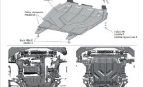 Защита картера и КПП Rival для Mitsubishi Lancer X 2007-2015, штампованная, алюминий 3 мм, с крепежом, 333.4037.1