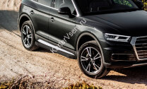 Пороги площадки (подножки) "Black" Rival для Audi Q5 II 2017-н.в., 193 см, 2 шт., алюминий, F193ALB.0302.2 с доставкой по всей России