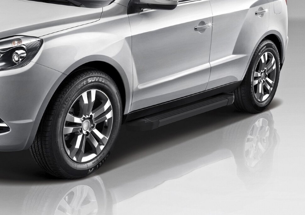 Пороги площадки (подножки) "Black" Rival для Geely Emgrand X7 2013-2018, 173 см, 2 шт., алюминий, F173ALB.1902.2 с доставкой по всей России