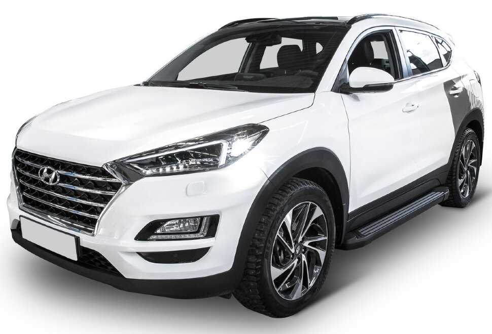 Пороги площадки (подножки) "Black" Rival для Hyundai Tucson III 2015-2021, 173 см, 2 шт., алюминий, F173ALB.2309.2 купить недорого