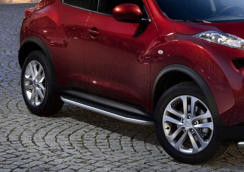 Пороги площадки (подножки) "Premium" Rival для Nissan Juke I (передний привод) 2010-2019, 173 см, 2 шт., алюминий, A173ALP.4102.2 с доставкой по всей России