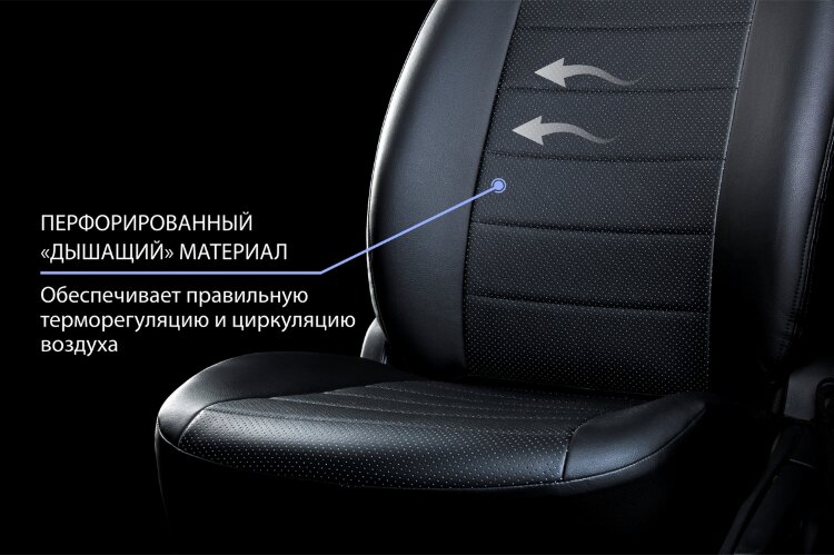 Авточехлы Rival Строчка (зад. спинка 40/60) для сидений Ford Focus II седан, хэтчбек, универсал (Comfort) 2005-2011, эко-кожа, черные, SC.1803.1