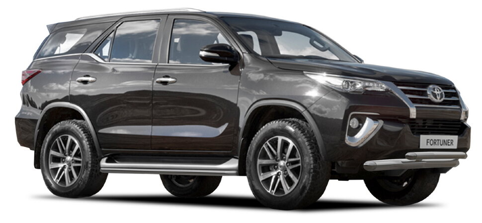Защита штатных порогов d42 Rival для Toyota Fortuner II 2017-2020 2020-н.в., нерж. сталь, 2 шт., R.5720.005 купить недорого