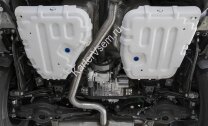 Защита топливного бака Rival для Volkswagen Tiguan II 4WD (вкл. SportLine) 2016-2020, штампованная, алюминий 3 мм, с крепежом, 2 части, 333.5122.1