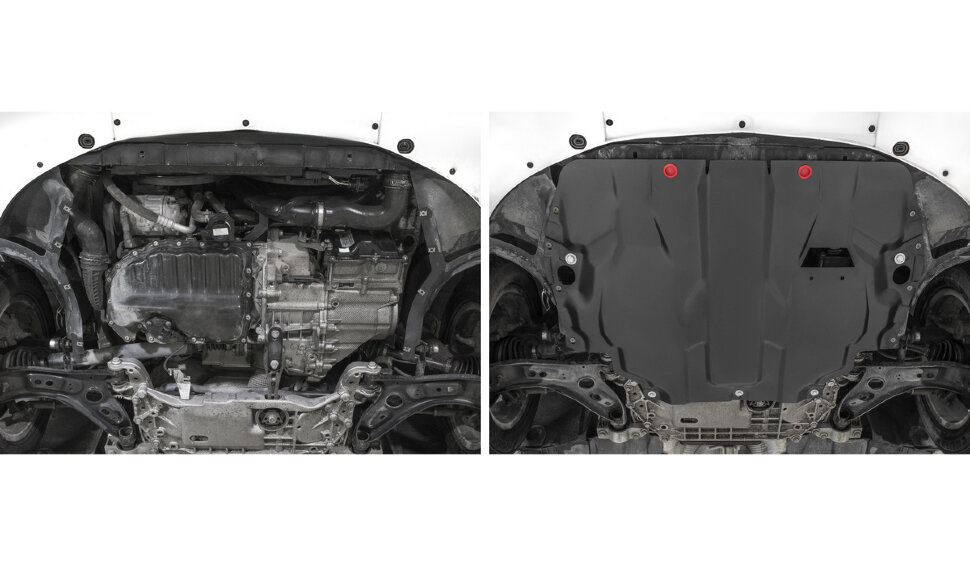 Защита картера и КПП АвтоБроня для Volkswagen Jetta VI 2010-2019, штампованная, сталь 1.5 мм, с крепежом, 111.05107.1