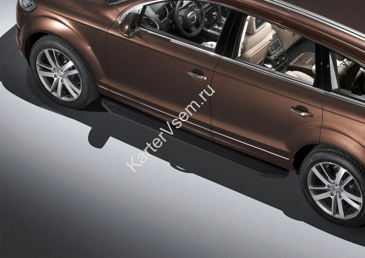 Пороги площадки (подножки) "Premium-Black" Rival для Audi Q7 I рестайлинг 2009-2015, 193 см, 2 шт., алюминий, A193ALB.5801.3 с доставкой по всей России