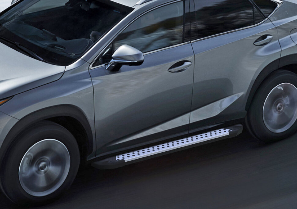 Пороги площадки (подножки) "Bmw-Style круг" Rival для Lexus NX 2014-2017, 173 см, 2 шт., алюминий, D173AL.3202.1 с доставкой по всей России