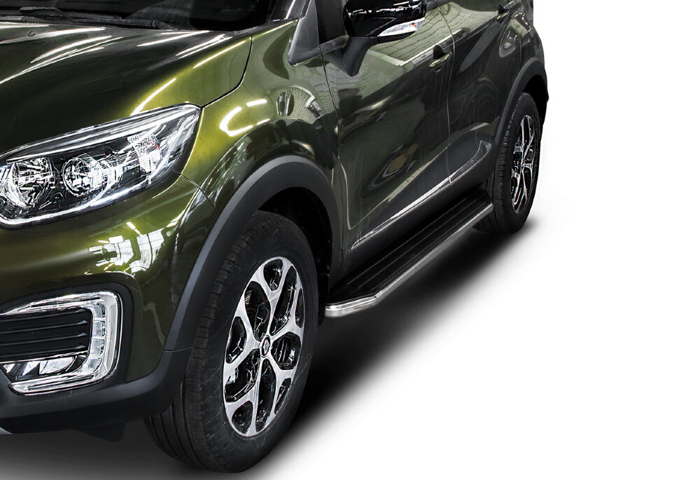 Пороги площадки (подножки) "Premium" Rival для Renault Kaptur 2016-2020, 173 см, 2 шт., алюминий, A173ALP.4703.1 с доставкой по всей России