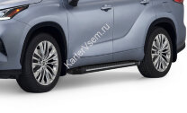 Пороги площадки (подножки) "Bmw-Style круг" Rival для Toyota Highlander U70 2020-н.в., 180 см, 2 шт., алюминий, D180AL.5711.1