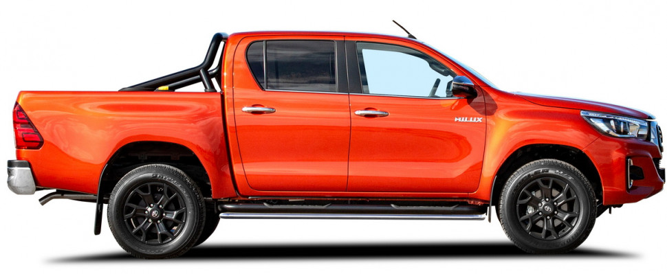 Защита штатных порогов d42 Rival для Toyota Hilux VIII рестайлинг (Exclusive) 2018-2020, нерж. сталь, 2 шт., R.5722.005 купить недорого