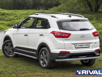 Защита заднего бампера d57 + комплект крепежа, RIVAL, Hyundai Creta 2016-